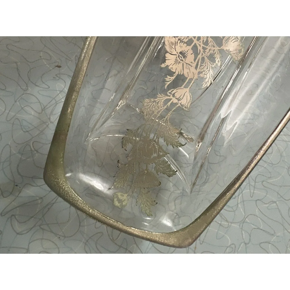 Vintage‎ Silver City Flanders Poppy Overlay Relish Jewelry Dish Tray Glass Retro